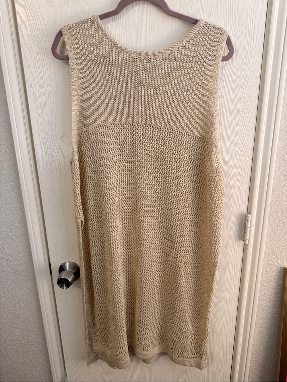 ADORA Cream Sleeveless Open-Knit Tunic